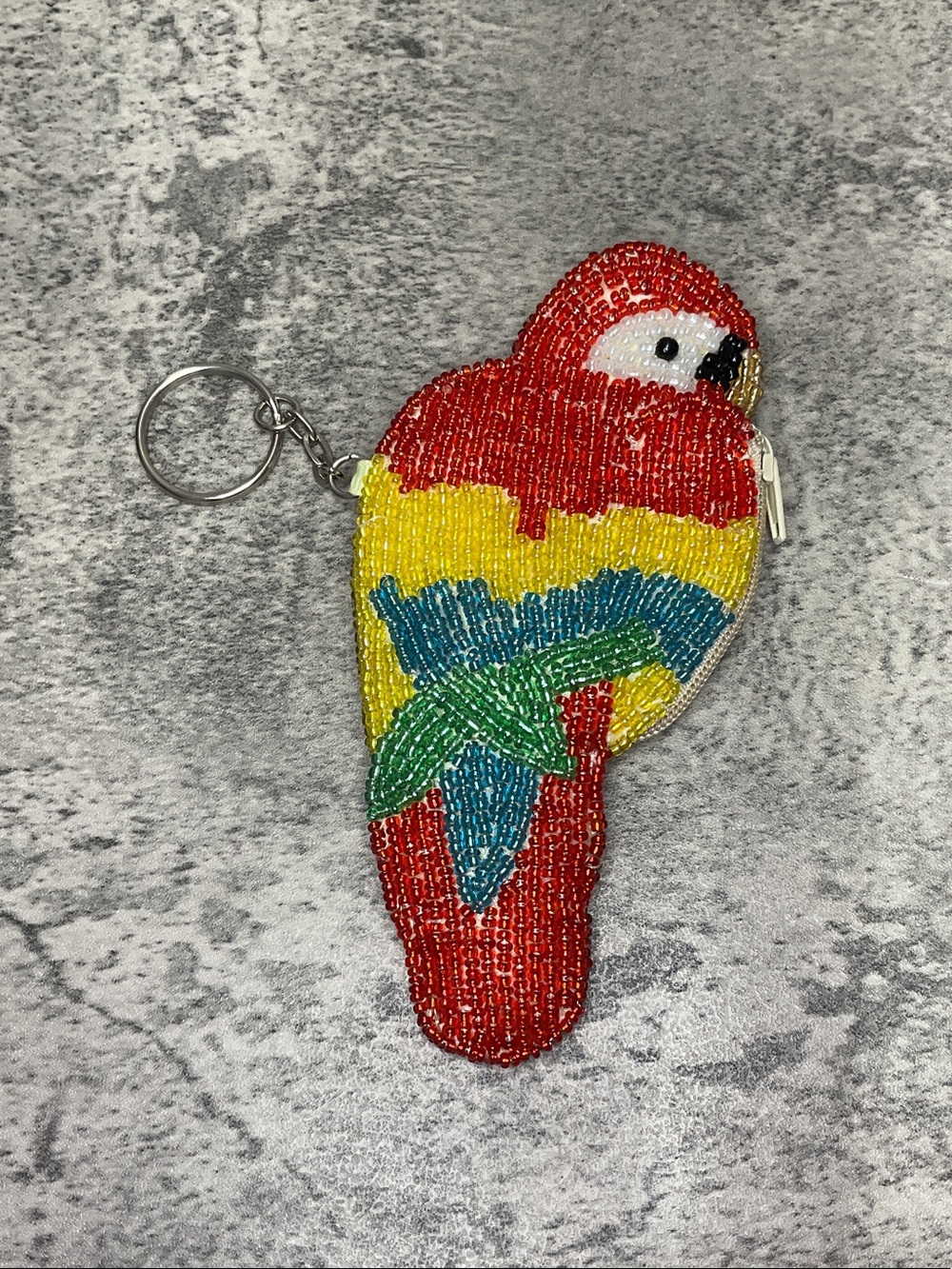 colorful parrot Beaded Coin Purse